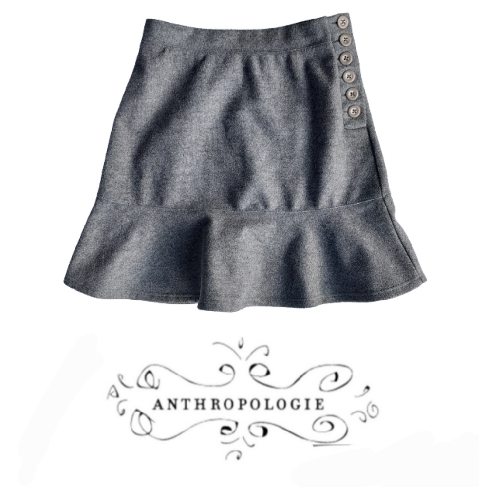 Anthropologie Maeve Gray Peplum Skirt Size 8